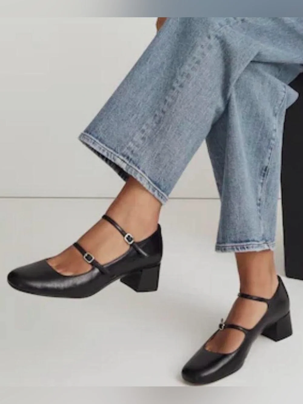The Nattie Madewell Black Double-Strap Mary Jane Flats 9.5